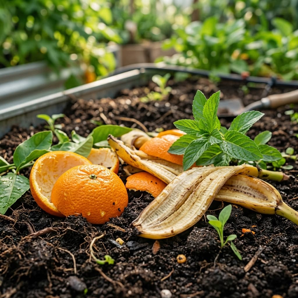 Organic agricultural peels and rich soil